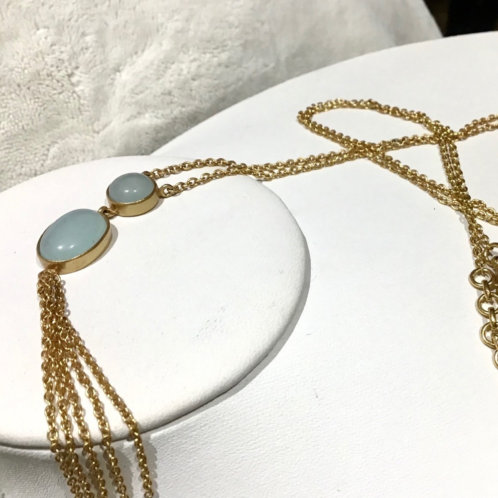 🌺Long Gold and Blue Tassel Necklace - Picture 3 of 8